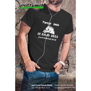 Koszulka męska JasMud 4x4 III RAJD 2022 - T-shirt Premium NADRUK czarna